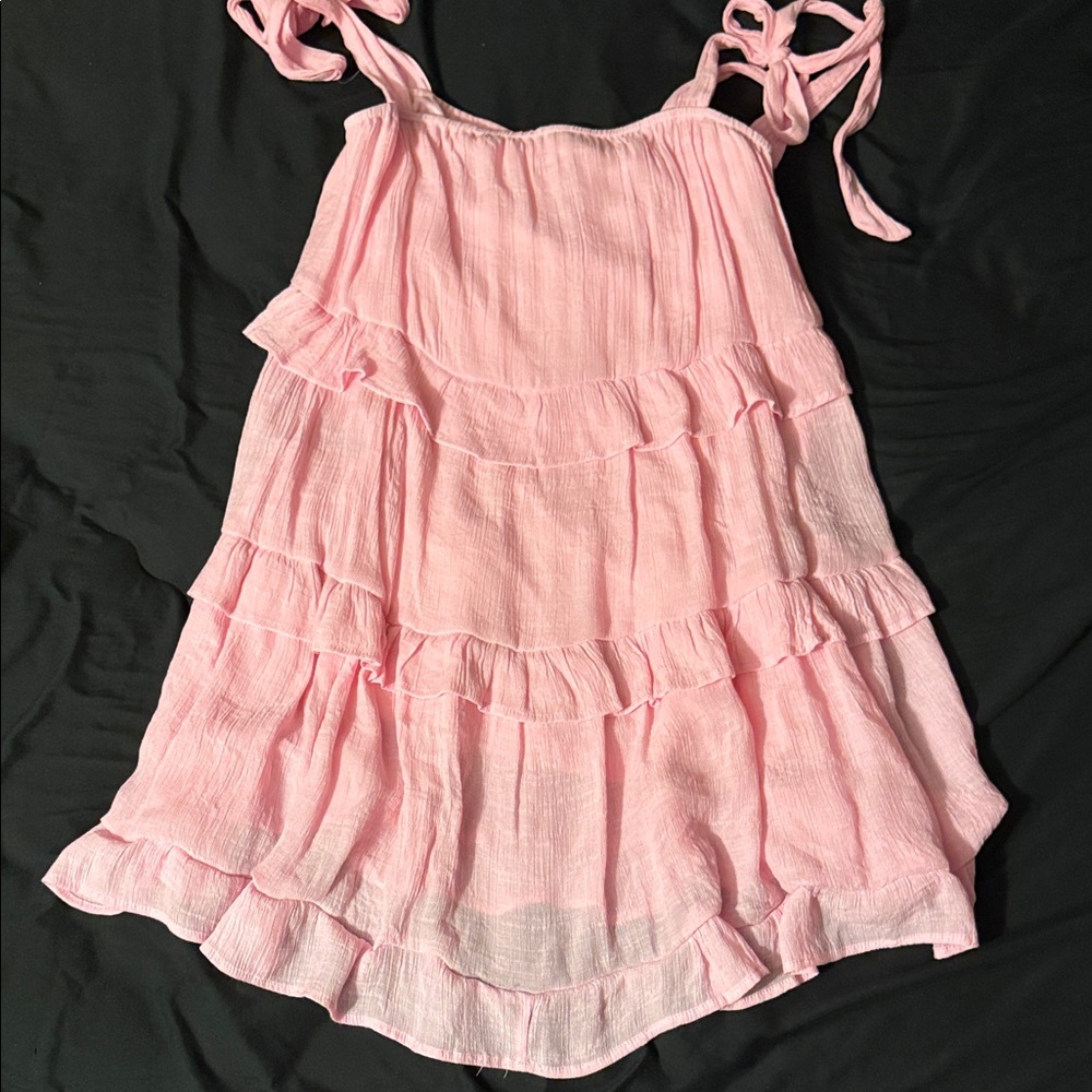 Pink Ruffled Sleeveless Dress
